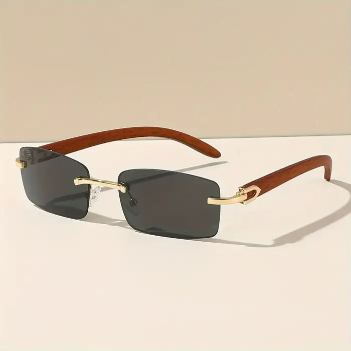 Lot de 6 lunettes de randonnée sans monture rectangulaires - Motif bois unisexe protection UV complète