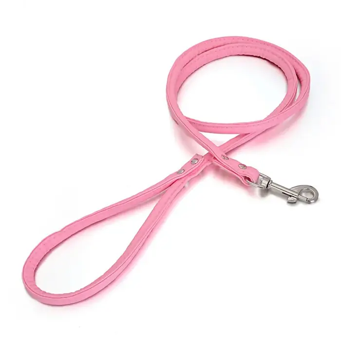 Laisse longue et lisse en cuir PU pour animaux de compagnie, pour chat, chiot, chien, marcheur solid