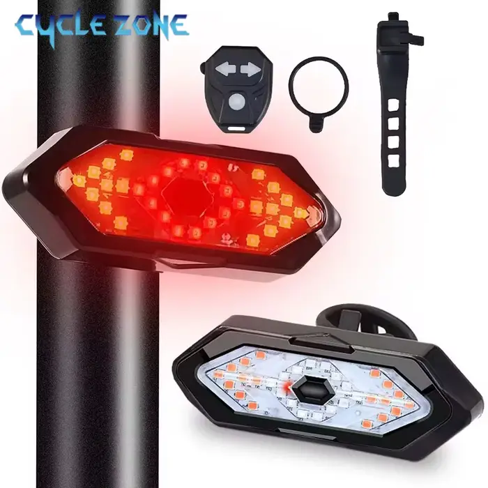 Vélo Clignotant Feu arrière Feux de vélo à distance LED USB Rechargeable Lampe de vélo Sans fil Aver
