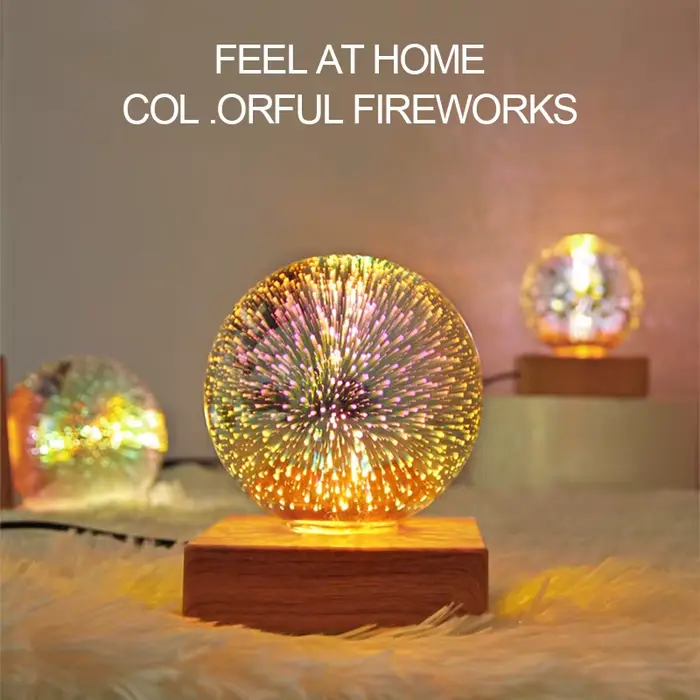 LED 3D feu d'artifice veilleuse atmosphère colorée lampe de Table suspension boule de verre pour la 