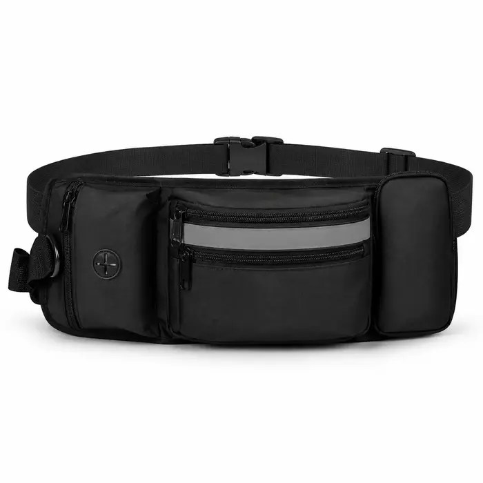Sac banane portable pour dressage de chien avec distributeur de sacs à déjections et porte-bouteille