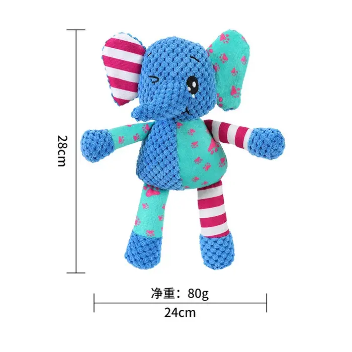 Jouet à mâcher couineur pour chien, éléphant en peluche mignon, durable, résistant aux morsures, pou