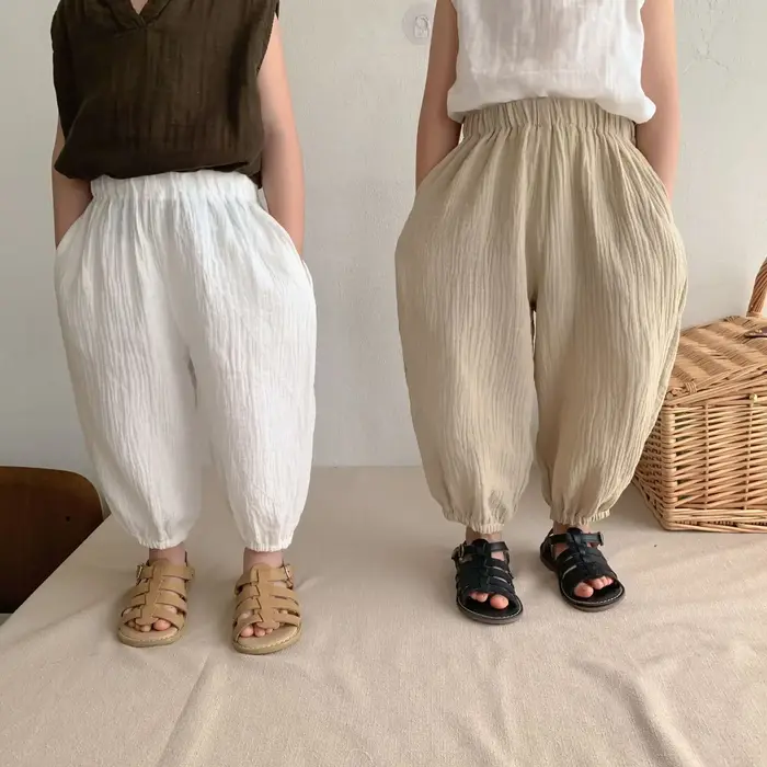 Pantalons en coton biologique et lin unisexe pour bébés et nouveau-nés, imprimés pastoraux et animaux de compagnie, confort tout au long de l'année, occase spéciale et quotidienne