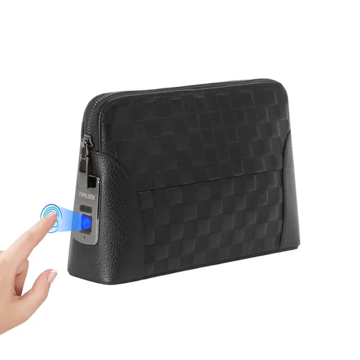 Sac à main avec serrure à empreinte digitale pour homme, portefeuille de sécurité pour femme, pochet