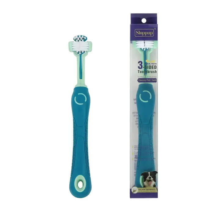 Brosse à dents multi-angle pour animaux de compagnie, 3 faces, soins dentaires pour chiens, nettoyag