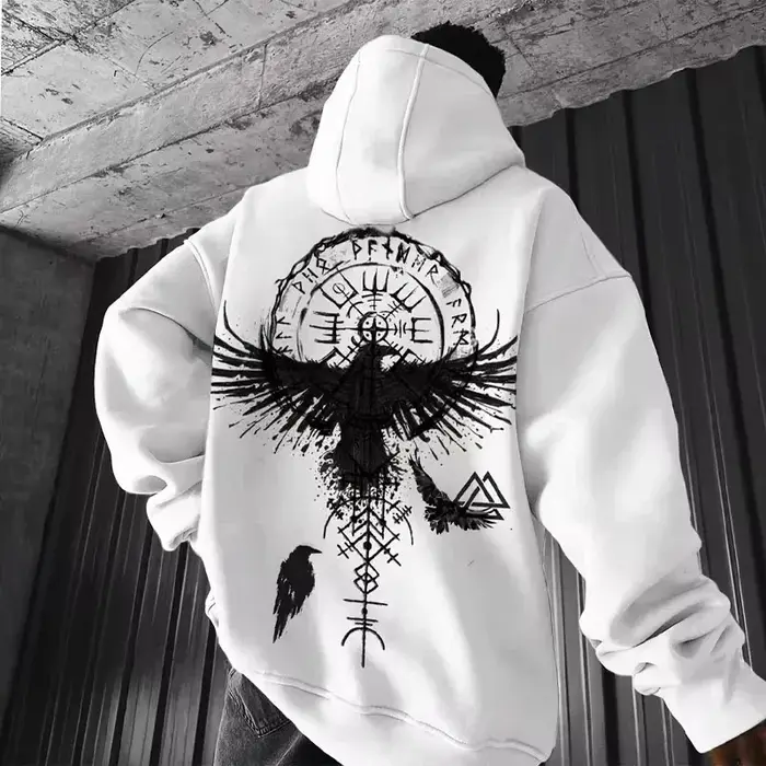 2025 Totem Viking Eagle Print Y2K hommes à manches longues sweat à capuche automne hiver quotidien e