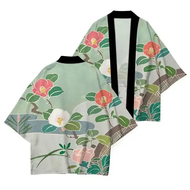 Vêtements traditionnels japonais Kimono japonais hommes et femmes fleur imprimé hauts ample mode Kim
