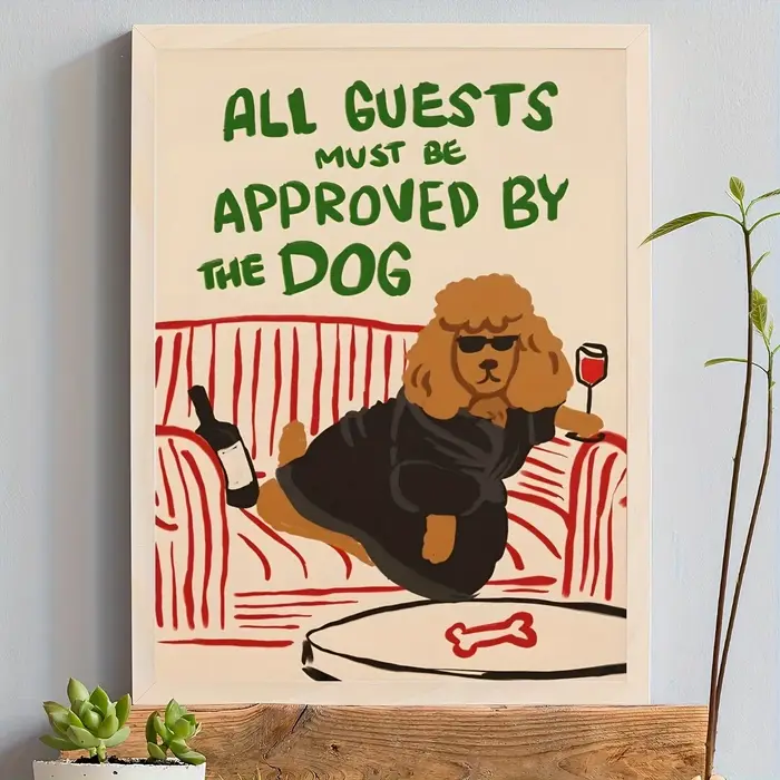 Impression sur toile moderne de dessin animé humoristique avec chien, affiche d'art mural pour salon