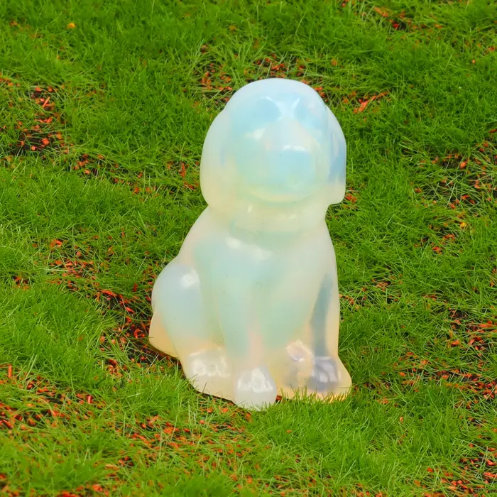 Figurine de chien obsidienne noire, pierre naturelle, mini chiot en jade sculpté à la main, artisana