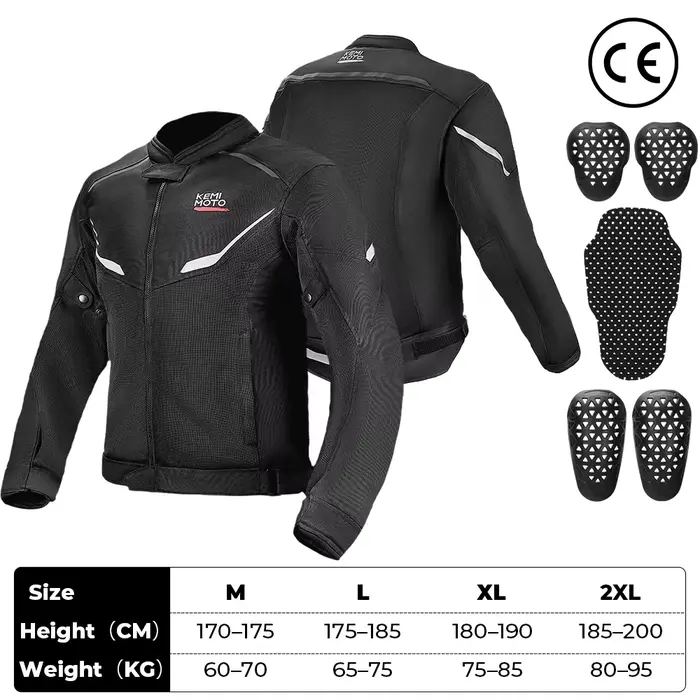 Veste de moto pour hommes, vêtements d'été respirants, équipement de protection CE intégré, maille d