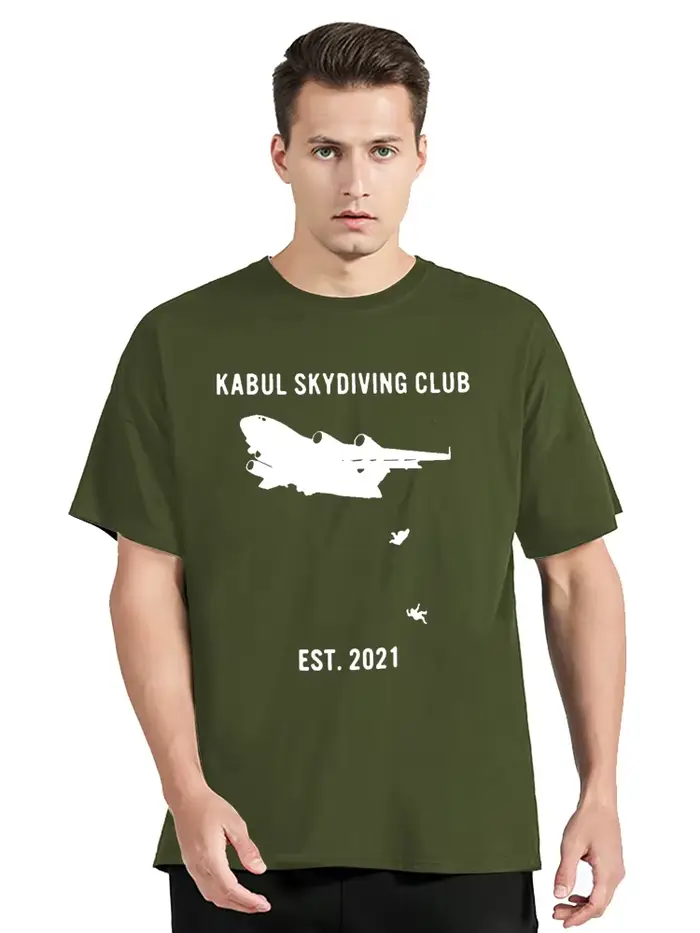 T-shirt de fitness graphique en coton unisexe, vêtements pour hommes, t-shirt Kabul Sky3/4 Club EST,