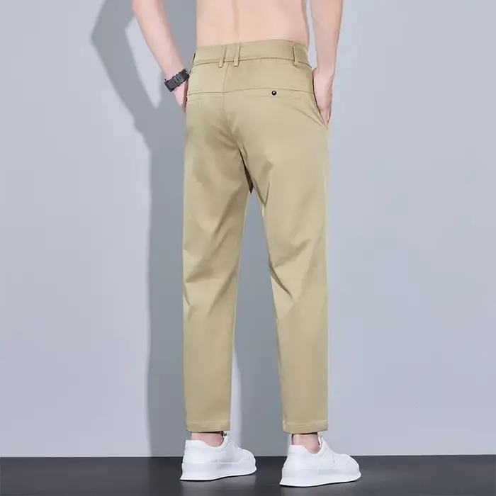 2025 nouveau été cheville longueur pantalon hommes coupe droite mode mince marque vêtements couleur 