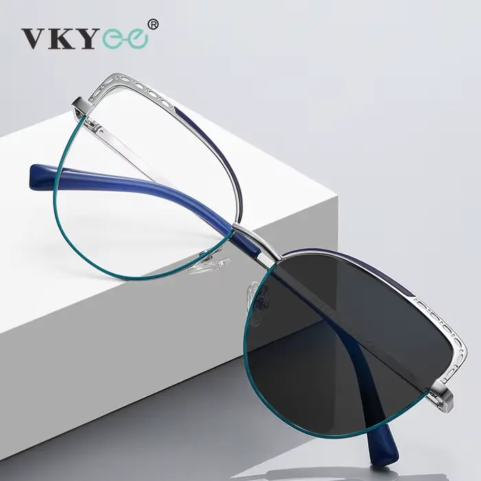 VKYEE métal géométrique femmes Anti-lumière bleue lunettes Design à la mode personnalisable Prescrip