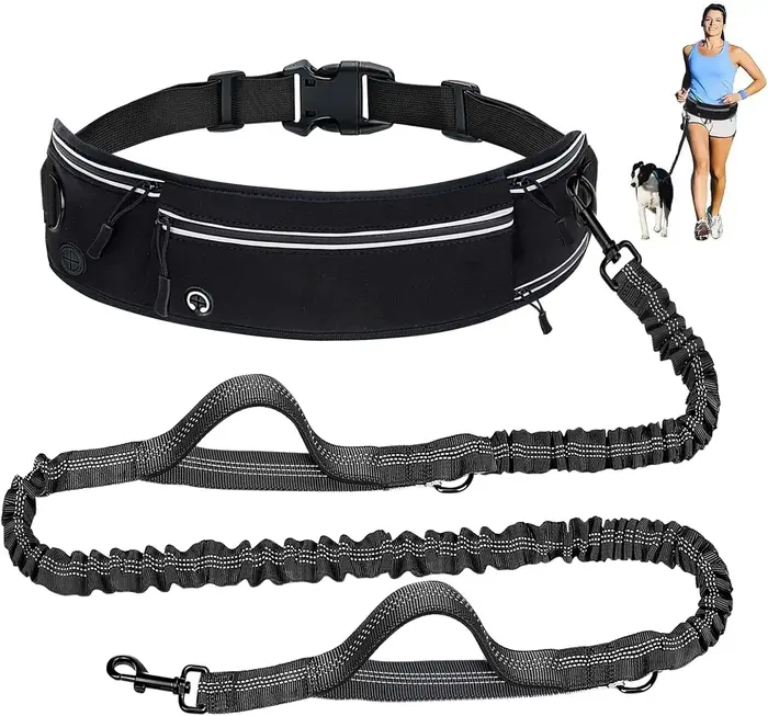 Laisse pour chien mains libres à porter à la taille, laisse de course à la taille avec fermeture écl