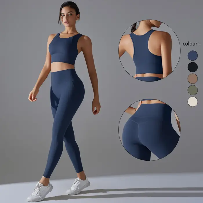 Ensemble de Yoga survêtement femme Fitness haut court antichoc soutiens-gorge de sport Yoga Gym pant