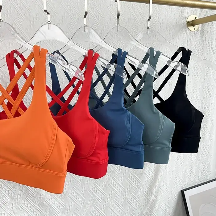Hauts de Fitness mode dos croisé femmes Sport soutien-gorge antichoc réglable boucle Sport soutien-g