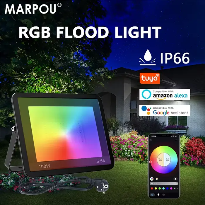 MARPOU LED 220V Tuya projecteur RGB intelligent éclairage extérieur 30W 50W 100W lumière réglable av