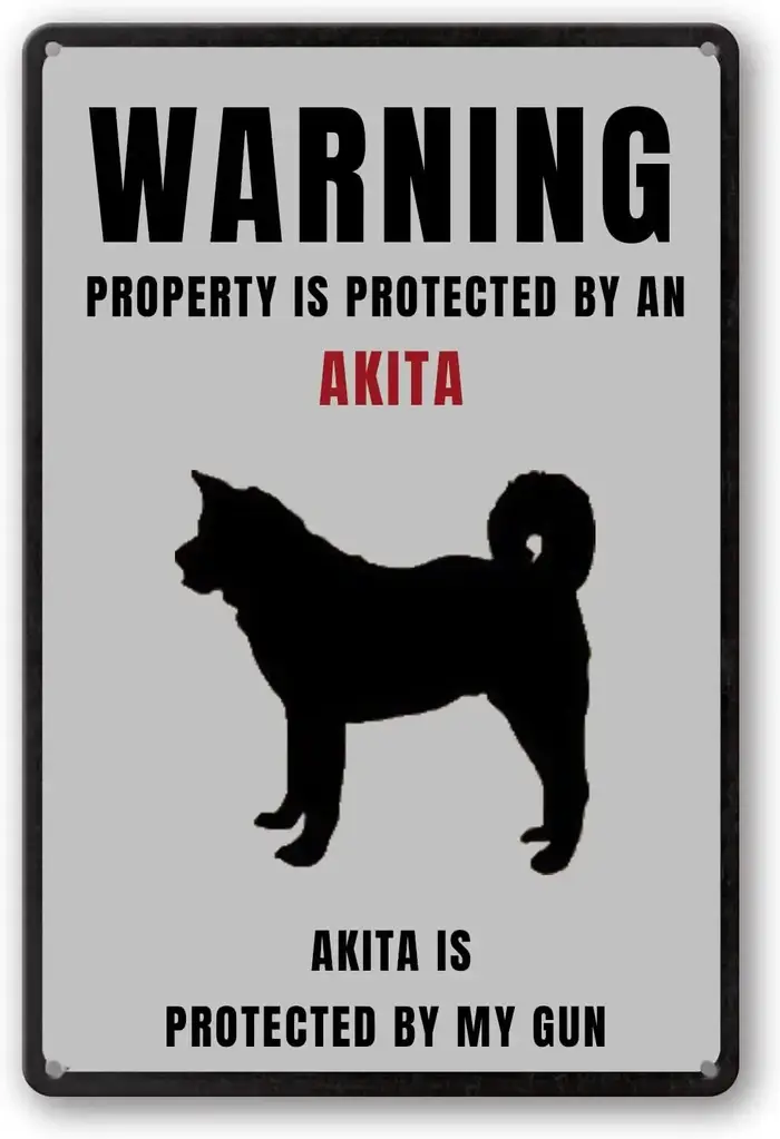 Chien 18/Sign Iodine Property Is Protected By An Akita Metal, Vintage Aluminium Sign for Home, Room 