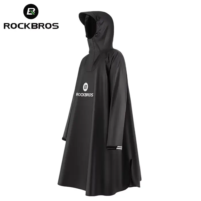 ROCKBROS-Poncho de pluie avec capuche pour homme et femme, imperméable, coupe-vent, voyage, camping,