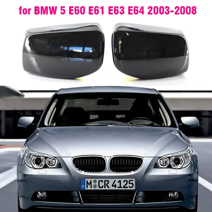 Couvercle de rétroviseur latéral noir brillant en Fiber de carbone, pour BMW série 5 E60 E61 525i 52