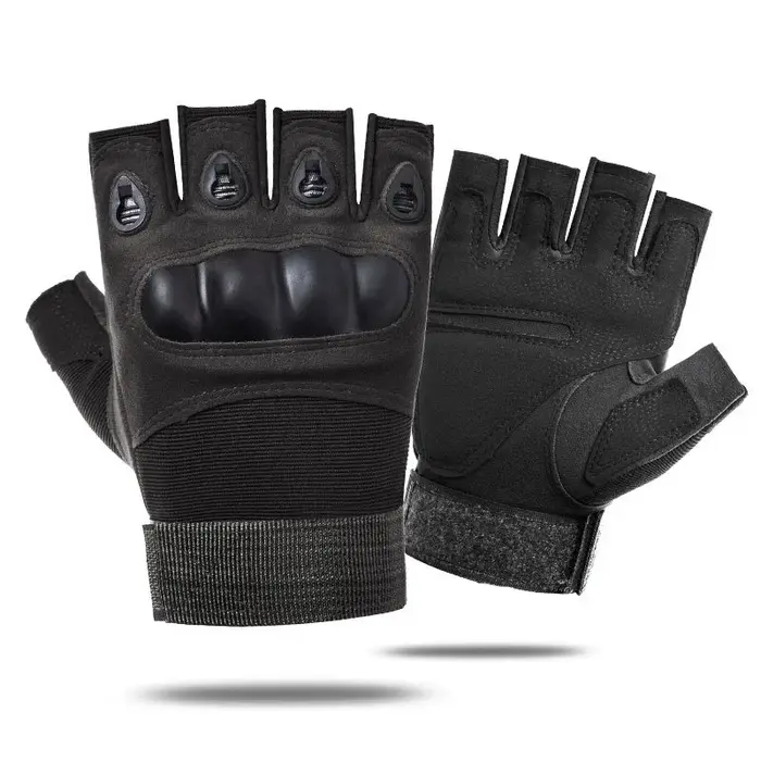 Gants tactiques demi-doigts à jointures renforcées pour chasse, tir et paintball - Homme