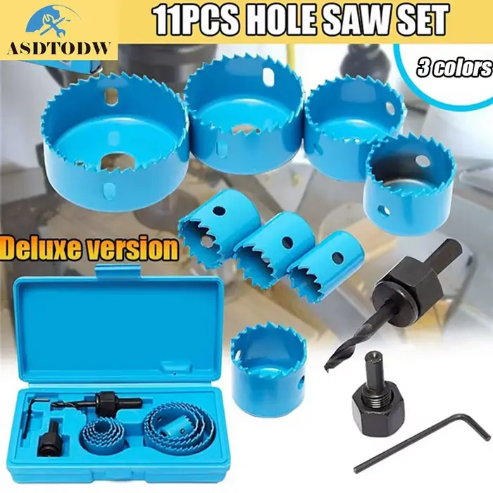 Kit scies cloches 11 pièces 19-64mm - pour bois métal alliages idéal atelier chasse bricolage