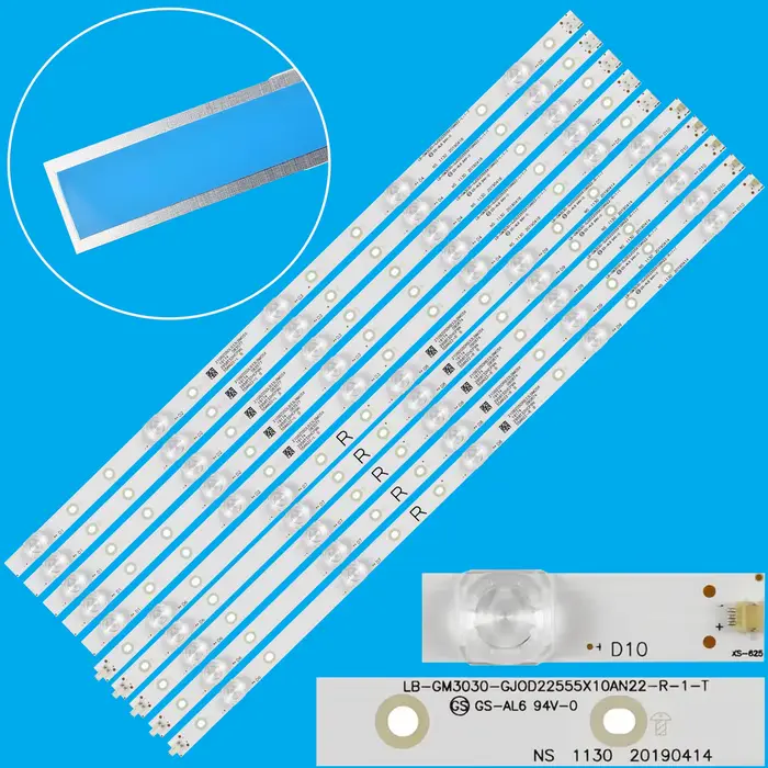 Bande de rétro-éclairage LED 5 + 5 lampes pour TV PHILIPS 55 pouces LB-GM3030-GJ0D22555X10AN22-R-1-H