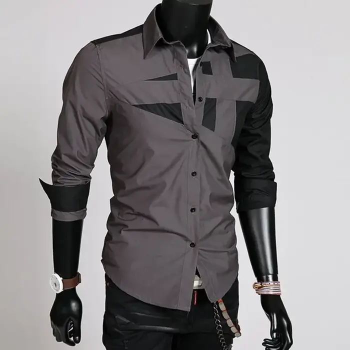 En gros 2021 mode printemps été décontracté affaires hommes irrégulière Patchwork Camisa Masculina m