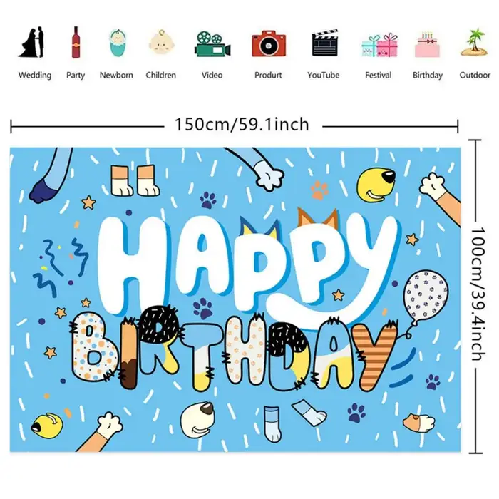 Arrière-Plan de ixd'Anniversaire, Fond Peint Chien Bleu, Accessoires de Prise de Vue Photo, Décorati