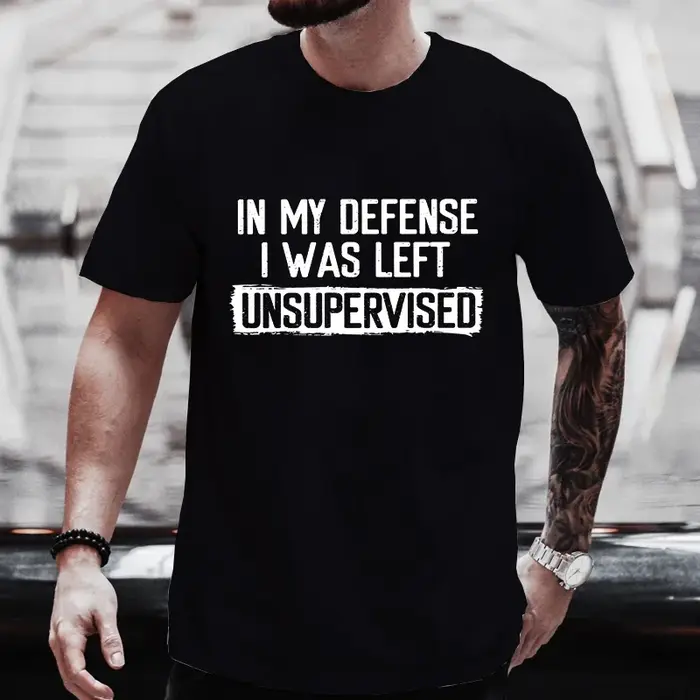 T-shirt à manches courtes et col rond pour homme, humoristique et humoristique, My Defence I Was Sto