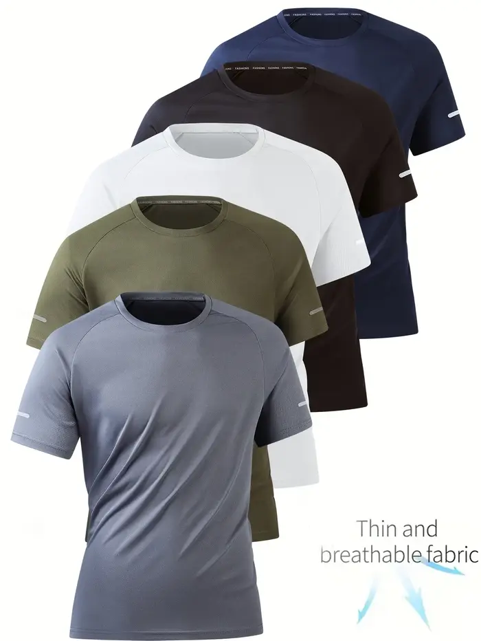 Vêtements de Fitness, T-shirt de sport à manches courtes en soie glacée pour hommes