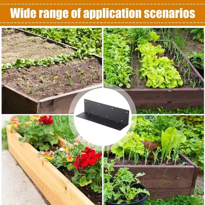 Équerre d'angle 90 degrés en fer métallique noir revêtu pour jardinières surélevées