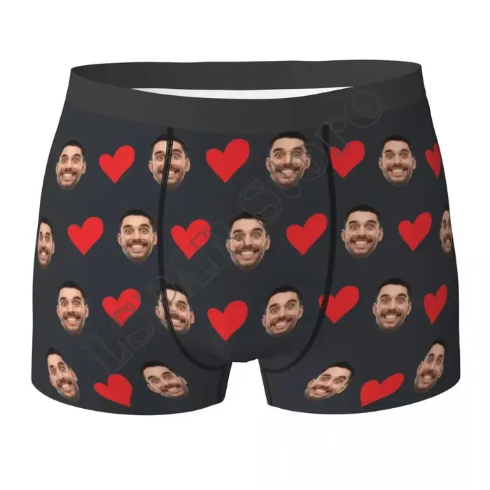 Sous-vêtements personnalisés avec photo de visage - Boxer personnalisé en forme de cœur - Slip homme