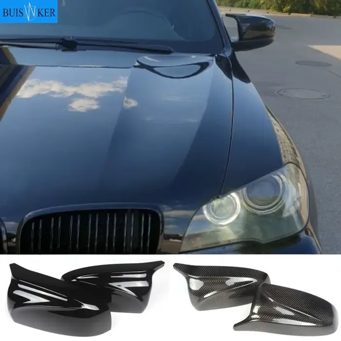 Couvercle de rétroviseur latéral de voiture en Fiber de carbone/ABS 2x X5 X6, coque de remplacement 