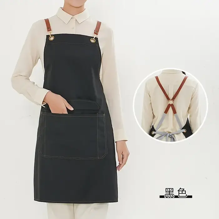 Tablier jaune en toile avec Logo de marque brodé personnalisé, vêtements de travail pour Restaurant,