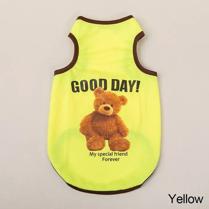 Gilet de printemps pour chien, vêtements fins et respirants pour chiot, T-shirt imprimé ours mignon 