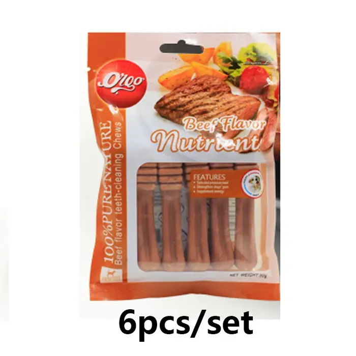 Jouets à mâcher pour chiens en gros, bâtonnets dentaires aromatisés au bœuf pour le nettoyage des de