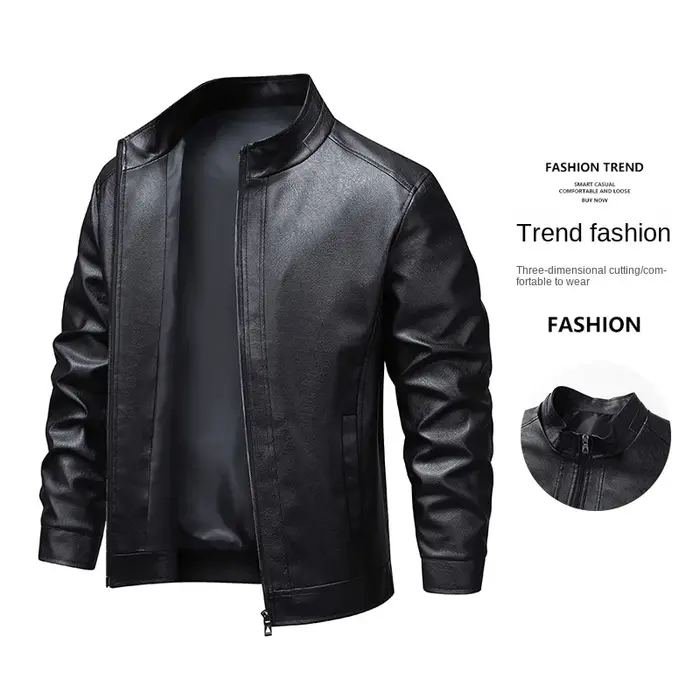 Transfrontalier 2025 nouvelle veste en cuir hommes manteau automne nouveau col montant veste hommes 