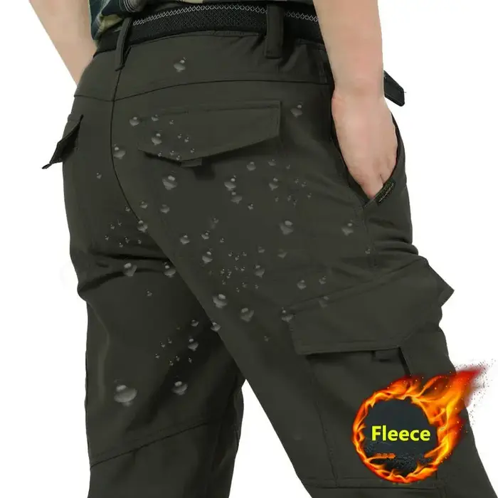 Pantalon tactique hiver homme 2024 imperméable doublé polaire chasse randonnée travail extérieur