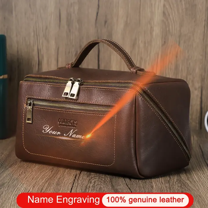 Sacs à cosmétiques personnalisés pour hommes, trousse de maquillage de luxe en cuir véritable, fourr