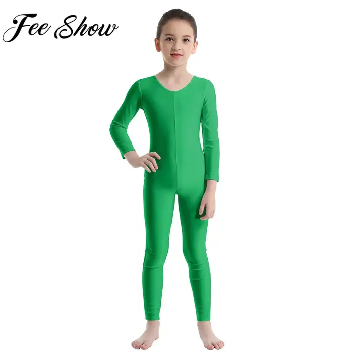 Justaucorps de gymnastique de Ballet à manches longues pour enfants filles, combinaison d'exercice d