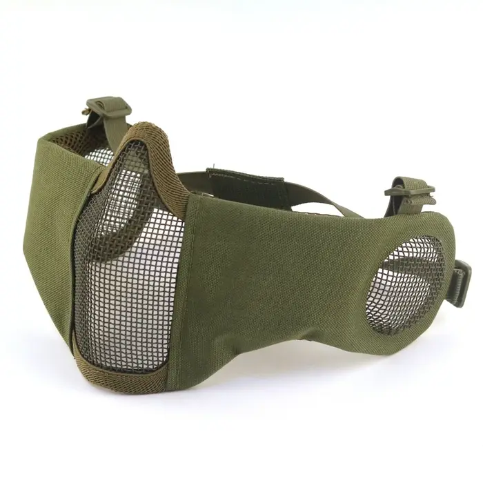 Tactical Airsoft Mask Half Face Paintball Shooting CS Foldable Steel Mesh Mask W