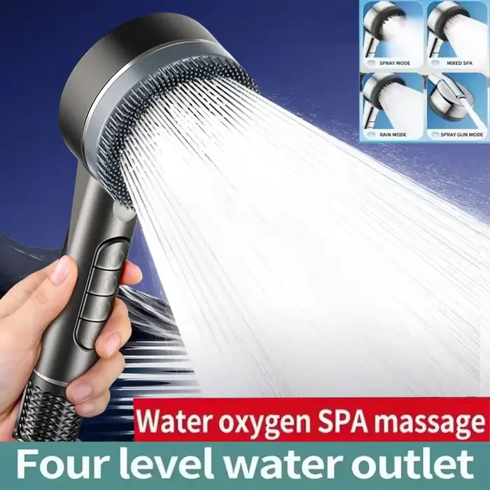 Pommeau de douche haute pression 4 modes avec filtre et arrêt instantané - Accessoires salle de bain