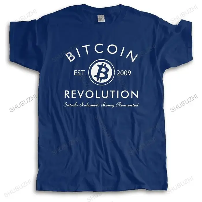 T-shirt manches courtes pour homme, vêtement d'été en coton doux, motif Bitcoin Revolution