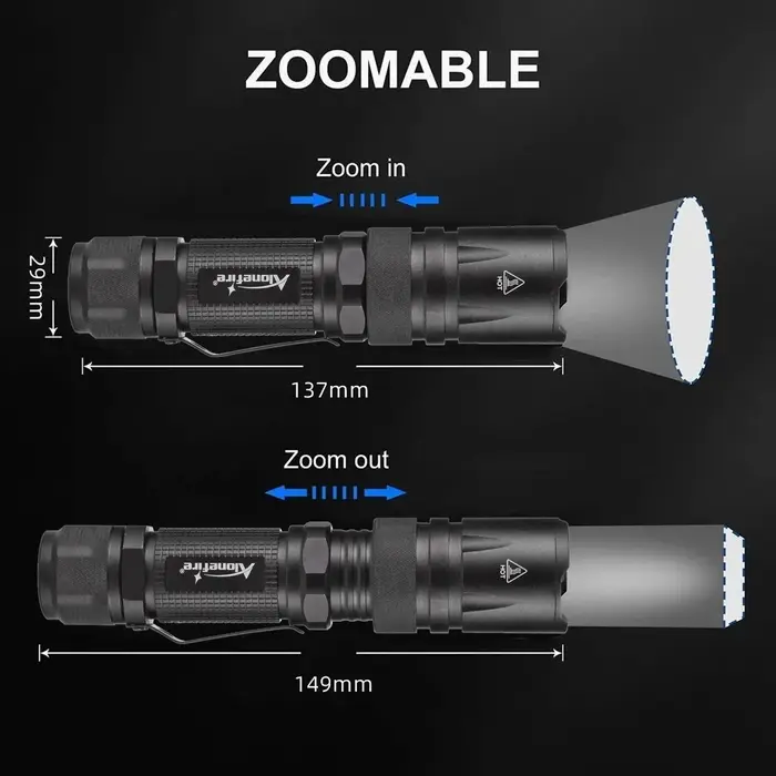 Lampe de poche Led multicolore 4 en 1, Zoom blanc/rouge/vert/bleu, éclairage pour la chasse en plein