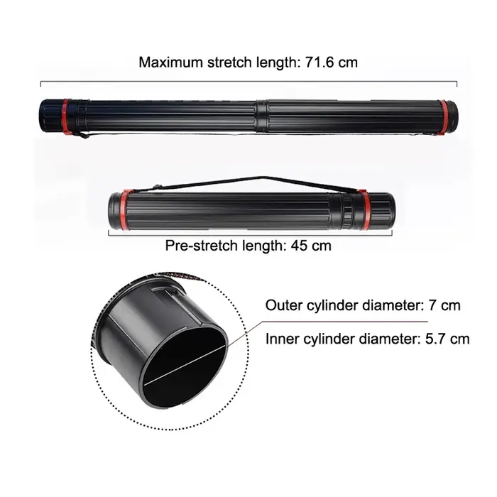 Tube de rangement pour art extensible et réglable avec bandoulière, léger et durable pour l'extérieu