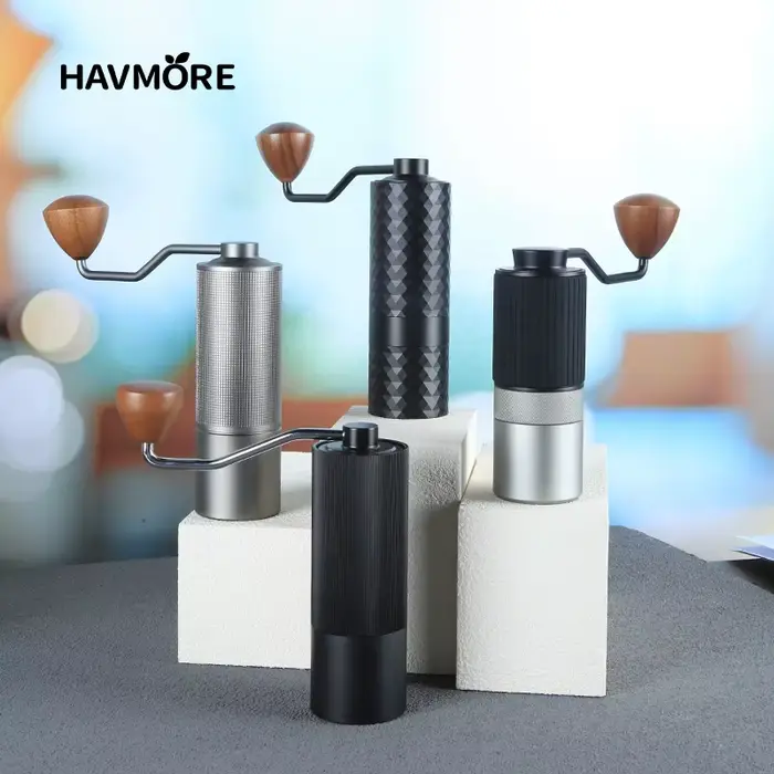 Moulin à café manuel CNC professionnel en acier inoxydable, mise à niveau, diamant réglable, bavure 