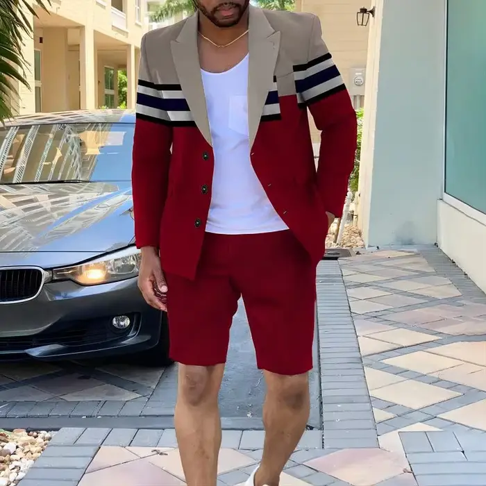 Vêtements d'été pour hommes, tenues à simple boutonnage, costume pantalon court pour bureau d'affair