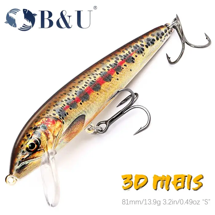 Leurre dur B&U 80mm minnow coulant - wobbling pour brochet perche truite pêche leurres durs