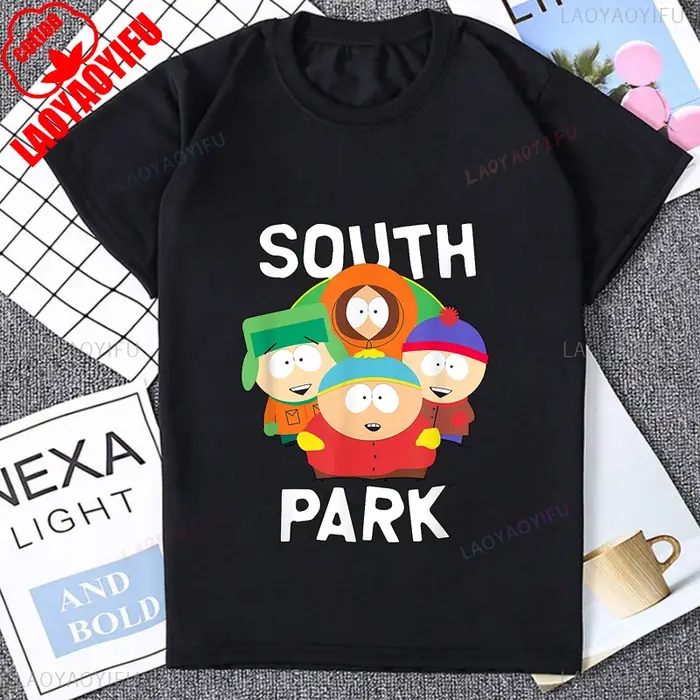 South Park Graphique Imprimé Homme T-shirt Coton Manches Courtes Streetwear Décontracté Mode Lâche F